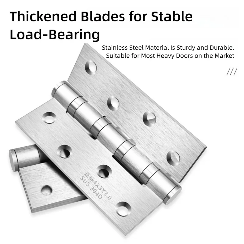 A Pair Of Stainless Steel Door Butt Hinges Furniture Hardware Decorative Accessories 4/5 Inch High-Quality Folding Hinges