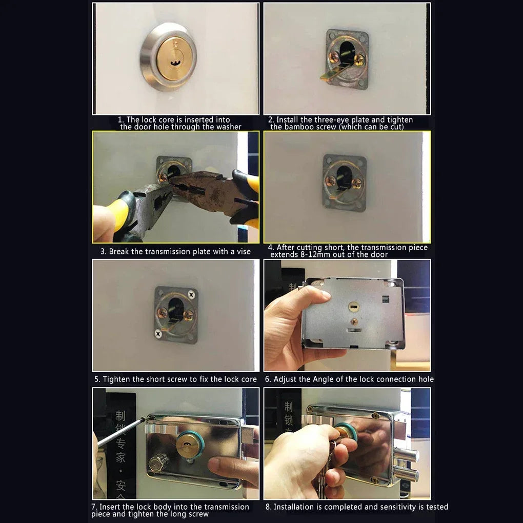 Exterior Iron Door Locks Security Anti-Theft Lock Multiple Insurance Lock Wood Gate Lock Hardware Household Indoor Dormitory