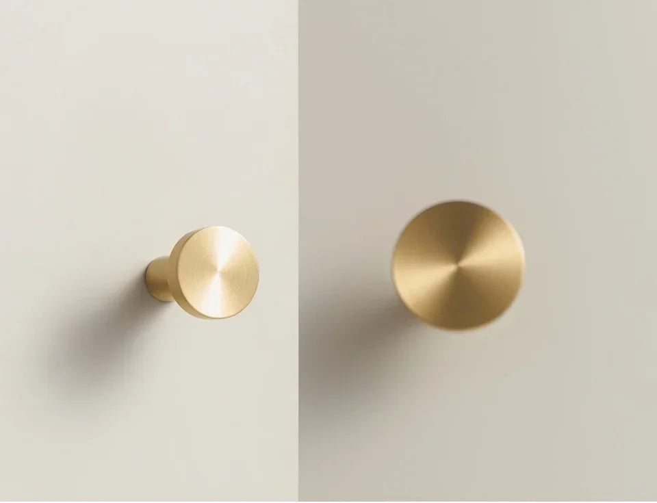 Solid Brass Circular Gold Black Antique White Cabinet Furniture Knobs Wall Bathroom Clothes Hook Handle