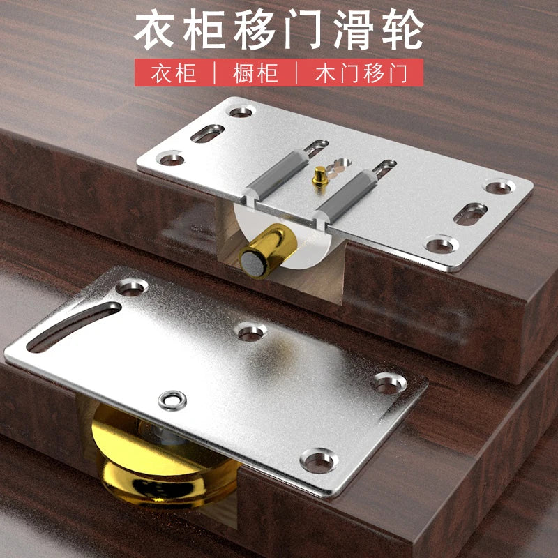 Sliding door slide rail aluminum alloy No slotting required thicken Dual track system Cam guide rail Pass through door slot