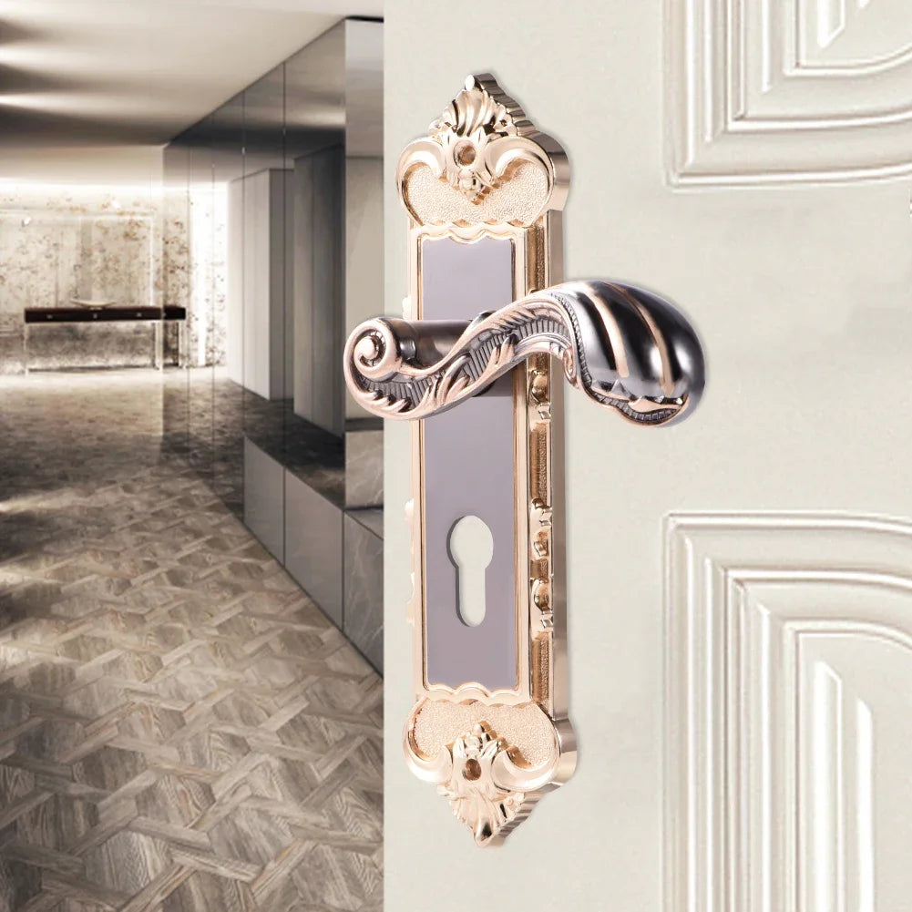 Vintage Door Lock European Style Retro Bedroom Door Handle Lock Interior Anti-theft Room Safety