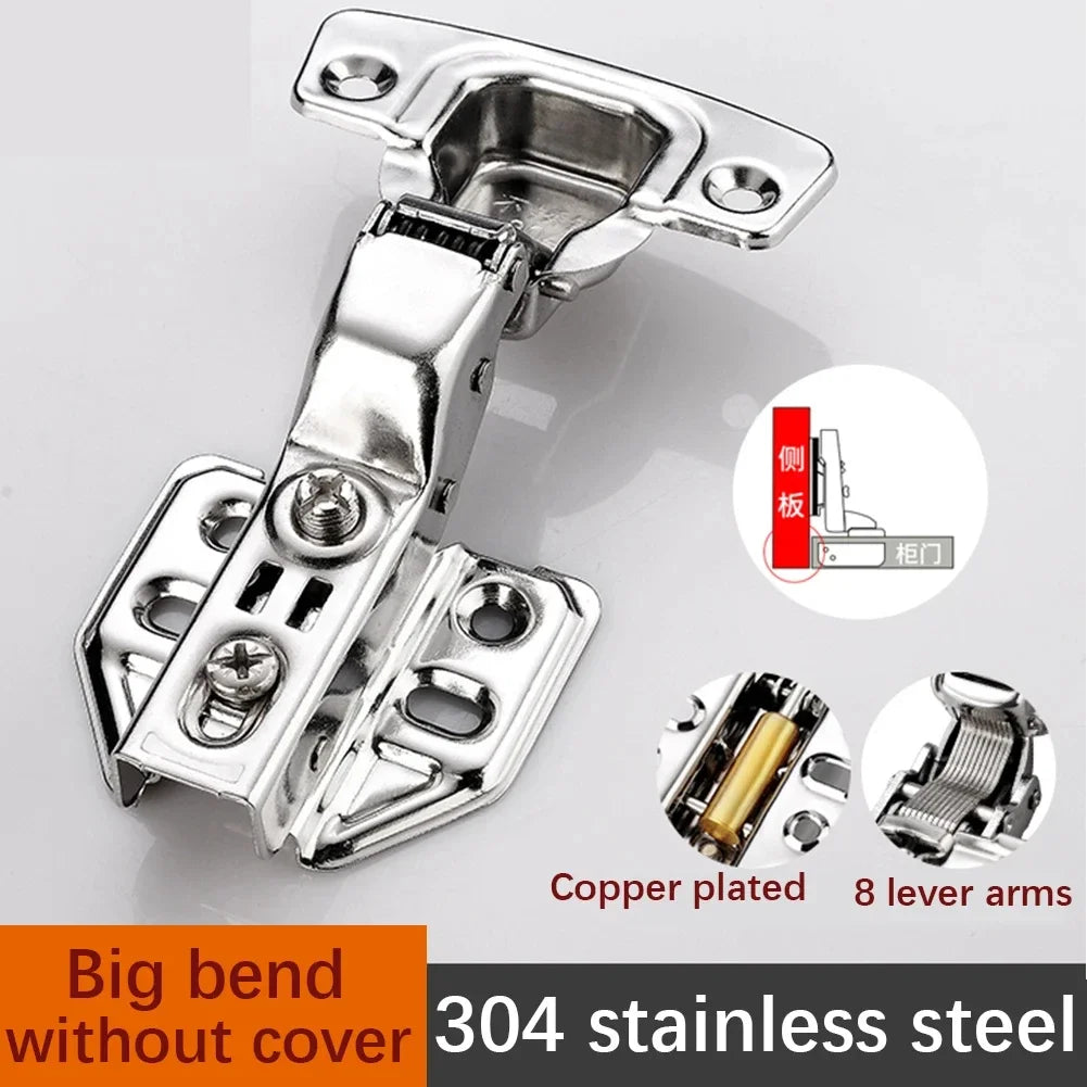 2/10 Pcs Stainless Steel Cabinet Door Hinges Hydraulic Damper Buffer Soft Close Quiet Wardrobe Door Concealed Hinges with Screws