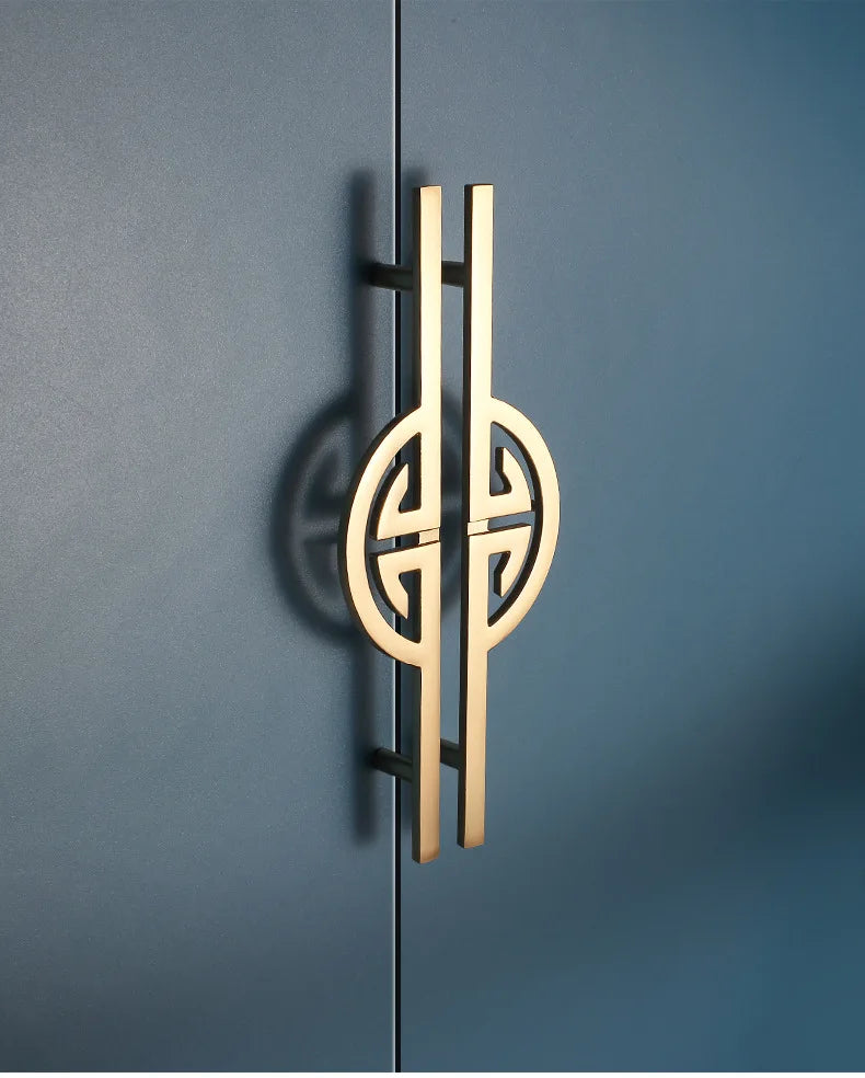 New Chinese Wardrobe Door Handle Golden Cabinet Door Pulls Drawer Shoe Wine Cabinet Handles Long Opposite Furniture Hardware