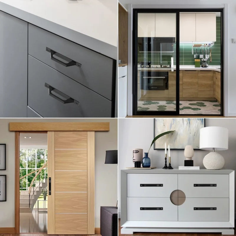 Heavy Duty Sliding Door Handle with Plate Aluminum Alloy Barn Door Pull Handle for Cabinet Passage Doors,Swing or Push-pull Door
