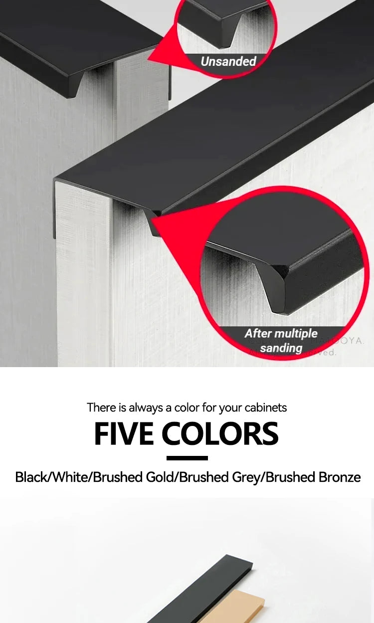Hidden Handles for Furniture Kitchen Cabinet Handles Dresser Drawer Knobs Aluminum Alloy Wardrobe Cupboard Door Handle Hardware