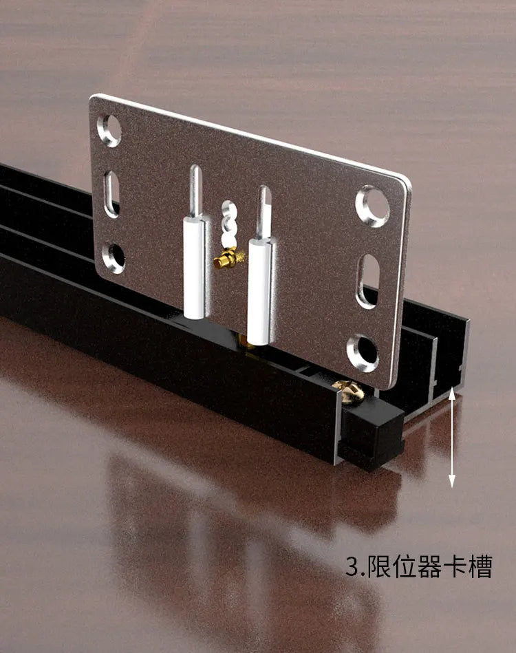 Sliding door slide rail aluminum alloy No slotting required thicken Dual track system Cam guide rail Pass through door slot