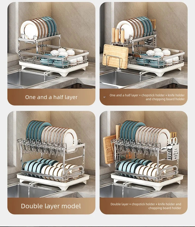 304 stainless steel kitchen storage rack, bowl and plate storage box, draining rack, multifunctional home storage rack for bowls