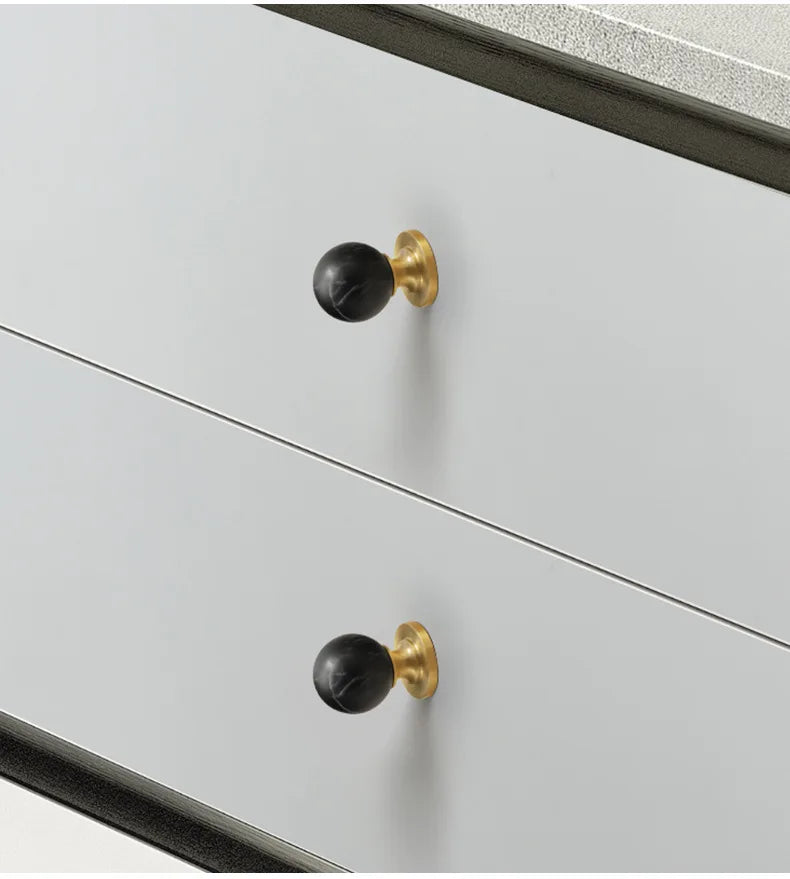 Brass Kitchen Cabinet Handles White Black Ball Drawer Knobs Modern Simple Wardrobe Cupboard Pulls Marble Furniture Handles