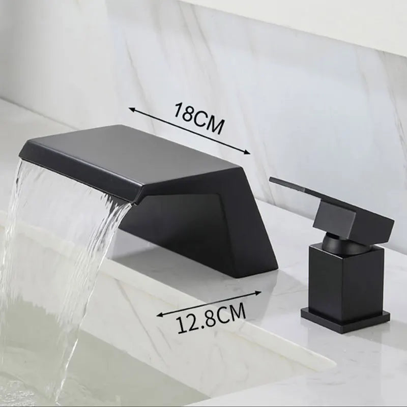 Bathroom waterfall bathtub faucet two-hole cold and hot water Single handle control Sink faucet shower