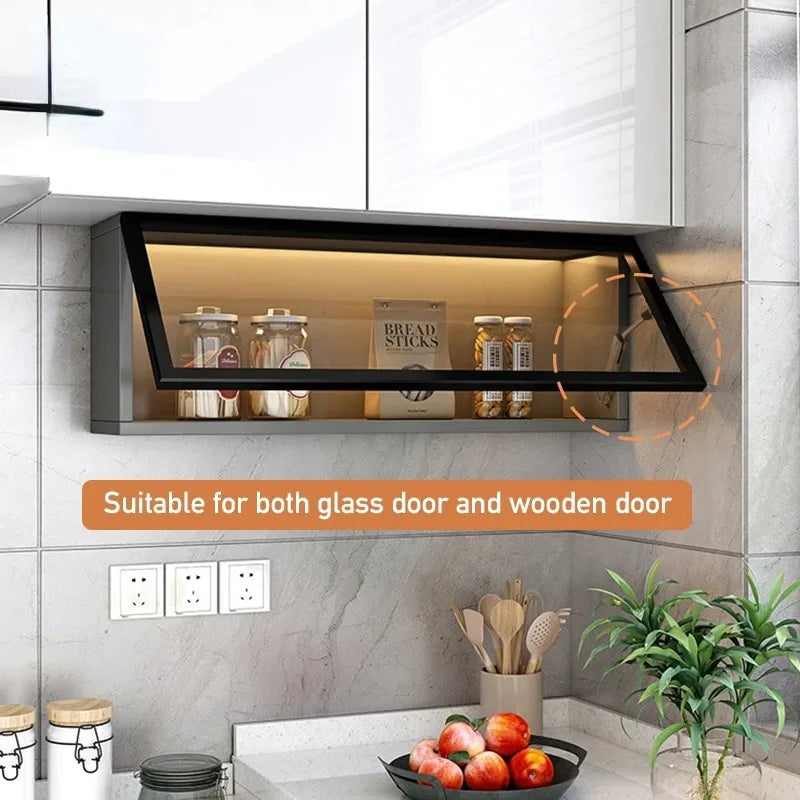Heavy Duty Hydraulic Cabinet Hinge,45-105° Random Stop,Soft Closing Kitchen Hinges,Adjustable Door Support,Lift Up Door Hardware