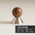 Modern Walnut Wood Brass Cabinet Door Handle Silver Wardrobe Cupboard Furniture Pulls Single Hole Drawer Knobs Cabinet Handles