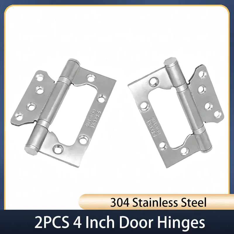 2PCS Stainless Steel Door Hinges 4 Inch Invisible Mute Thickened Bearings Hardware Hinge Accessories for Wooden Doors Window