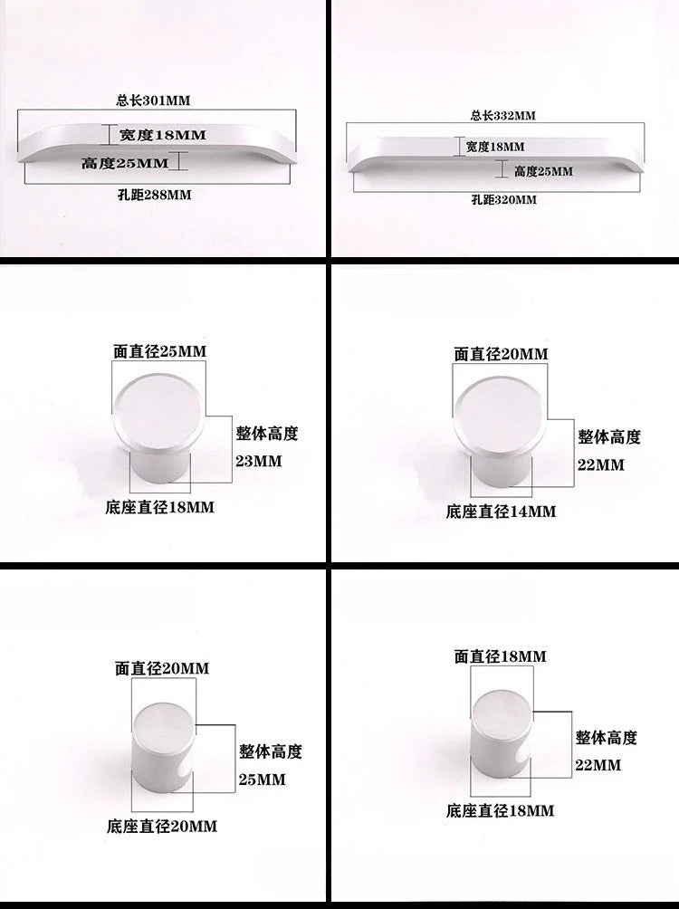 Modern Simple Handles for Furniture Silver Bedroom Wardrobe Dresser Nightstand Drawer Handles Kitchen Drawer Cabinet Handles