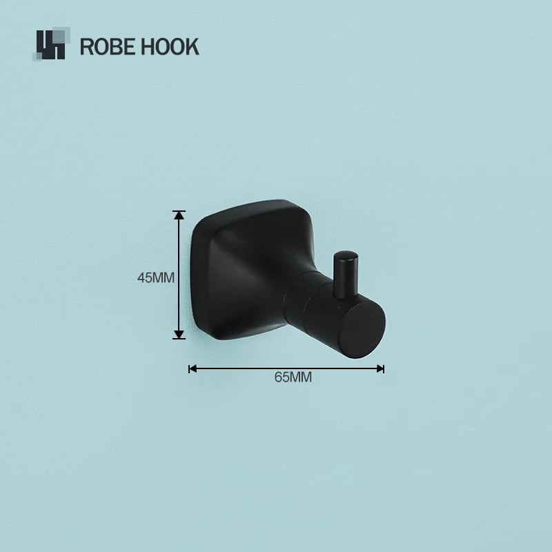 Black Bathroom Accessories Stainless Steel Wall Mounted Bath Towel Holder Robe Hook Toilet Brush Paper Towel Holder Pendant
