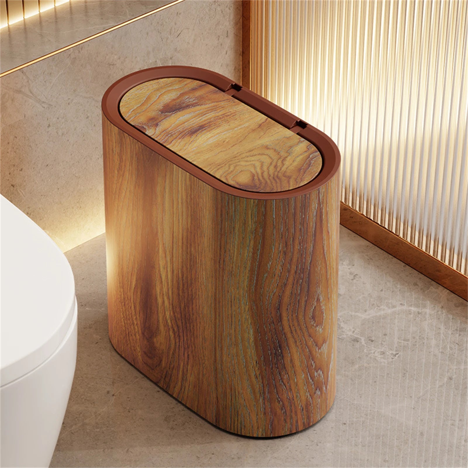 Bathroom Trashcans with Lids Narrow Wastebasket Modern Waste Basket for Home School Office Apartment