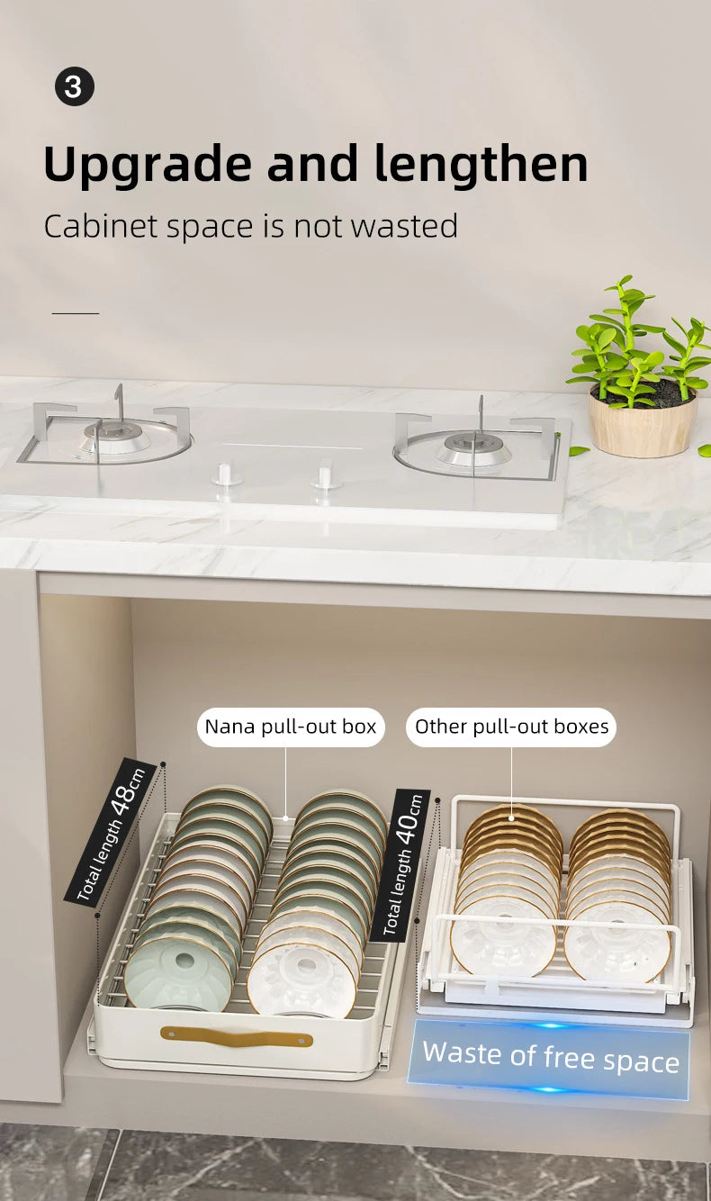 Kitchen Pull Out Shelf Slide Drawer Cabinet Slide out Shelf Dishes Organizer Cabinets Organizer with Handle Kitchen Drawer