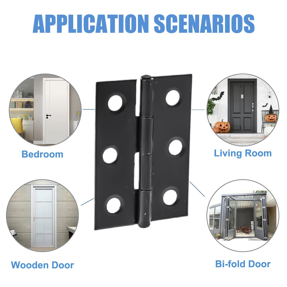Stainless Steel Hinge for Furniture Wooden Doors Windows Cabinets Cupboards Bookcase Fitting Hardware 6 Mounting Hole with Screw