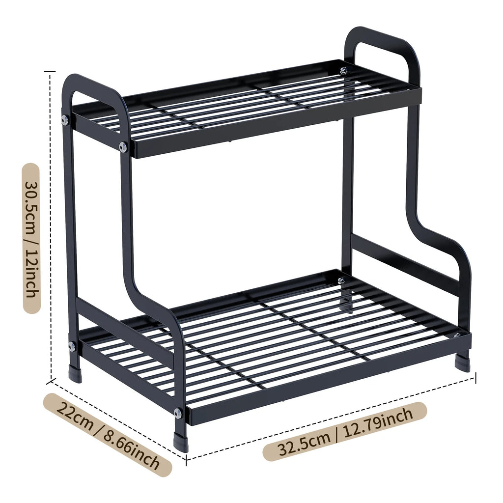 2 Tier Under Sink Organizer Sliding Cabinet Basket Organizer Storage Rack with Hooks Hanging Cup Bathroom Kitchen Organizer New