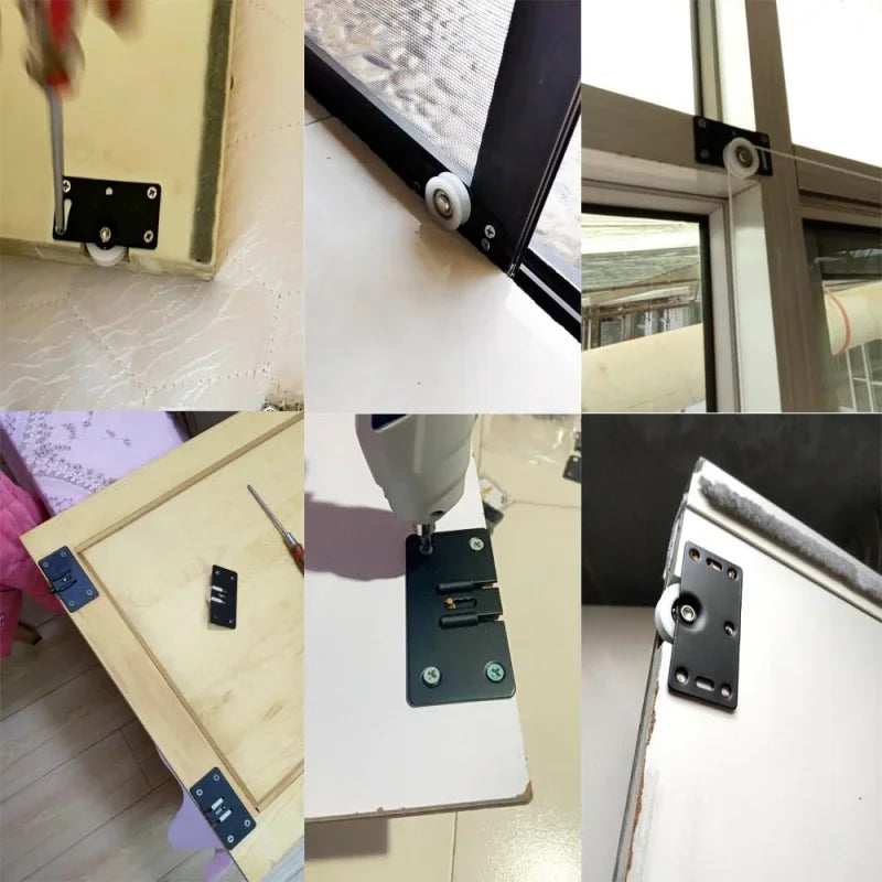 2 Set Wardrobe Sliding Door Roller Cabinet Pulley Cupboard Casters Closet Sliding Doors Wheel Aluminum Rail Runners Hardware