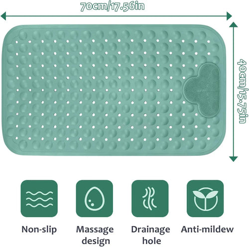 1Pc Shower Mat with Suction Cups and Drainage Holes, Shower Mat with Massage Cushion, Large Shower Bath Mat for Bathroom Shower