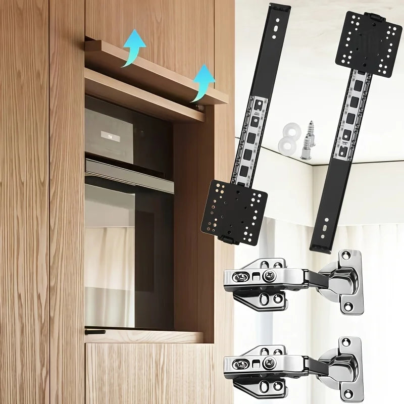 5 Pcs Sliding Door Hardware Kit, Space-Saving Hidden Track&Foldable System with Magnetic Closure for Cabinet, Wardrobe&TV Stand