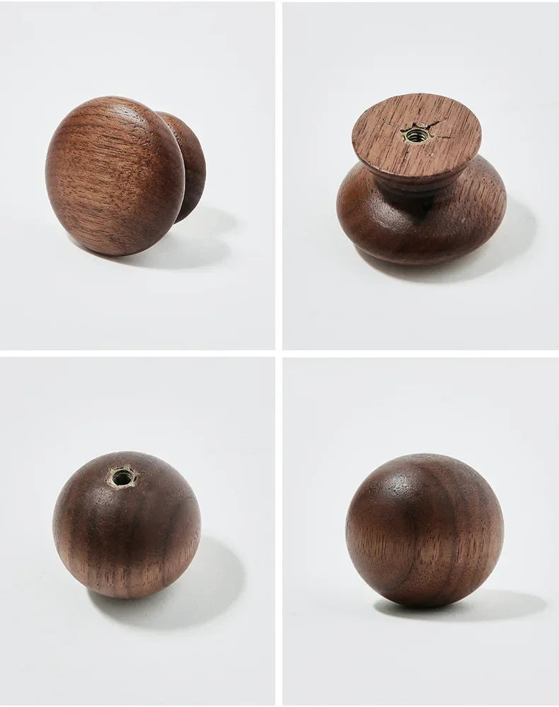 Walnut and Brass Furniture Handles Modern Simple Style Wood Cabinet Knobs and Handles Anti-cracking and Anti-oxidation