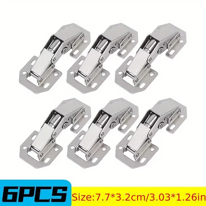 4/6PCS 90 Degree Steel Cabinet Hinges No-Drilling HoleHydraulic Buffer Hinge Kitchen Cabinet Cupboard Hinges Furniture Hardware