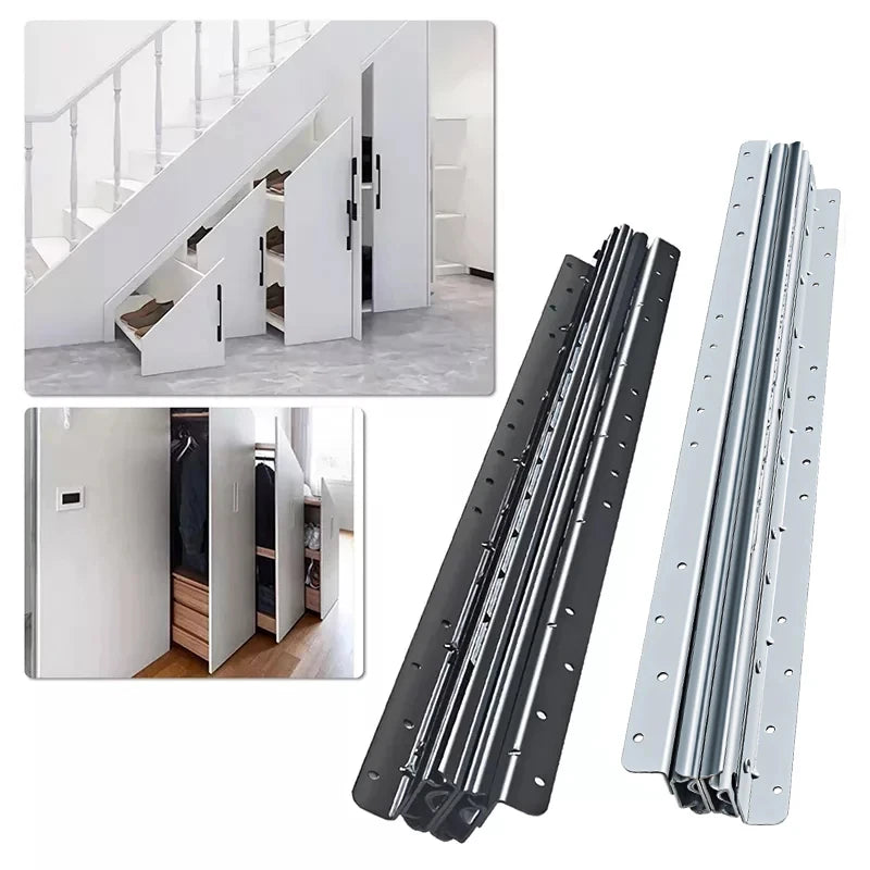 1Pcs Bottom Mount Heavy Duty Drawer Slides 260 LB Load Capacity Full Extension Ball Bearing Cabinet Hidden Stair Rail 400-900mm
