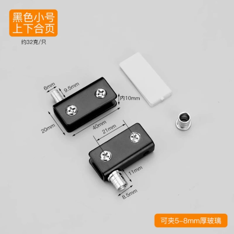 2 Set Stainless Steel Glass Hinges for 5-8mm/8-10mm/10-12mm Glass Door Glass Pivot Clamps Door Hinges Household Hardware