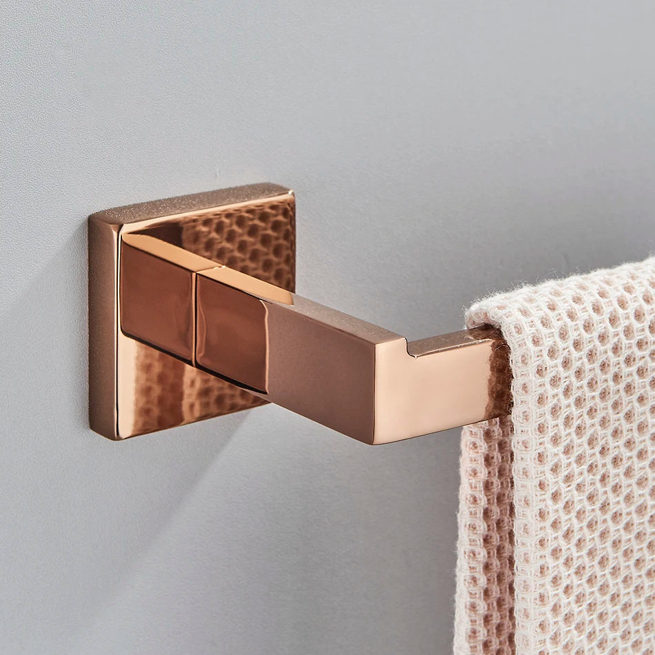 Bathroom Hardware Rose Gold Polish Shiny Bathrobe Hook Towel Rail Bar Rack Bar Shelf Tissue Paper Holder Bathroom Accessories