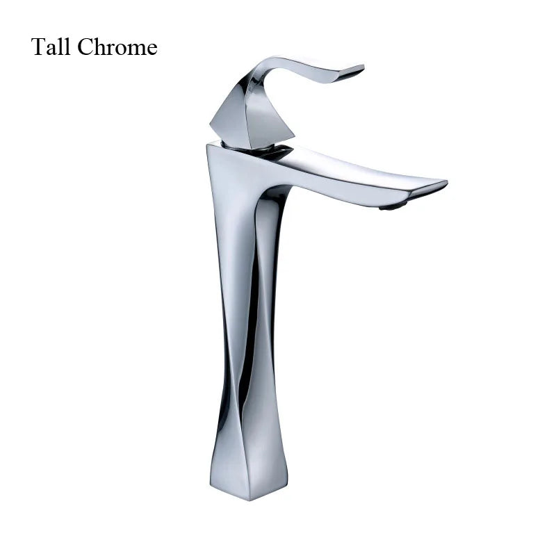 Bathroom Faucet Basin Sink Golden Chrome Tap Hot Cold Water Mixer Tap Deck Mounted Bathroom Faucets Single Lever Taps