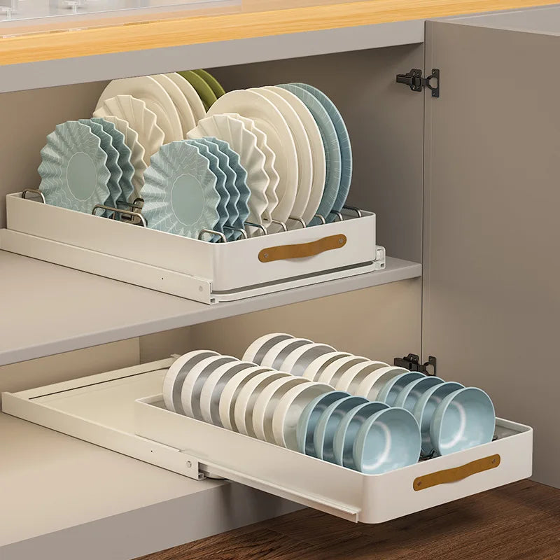 Kitchen Pull Out Shelf Slide Drawer Cabinet Slide out Shelf Dishes Organizer Cabinets Organizer with Handle Kitchen Drawer