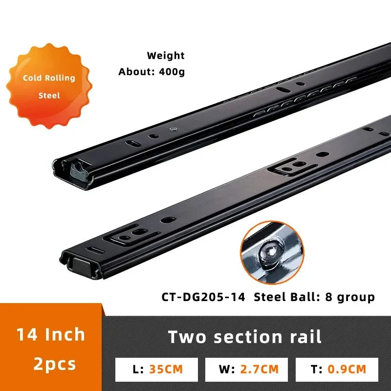 Drawer Rail 8~20Inch Cold Rolled Steel Drawer Slides Close Drawer Sliding Track Two-Section Cabinet Slides Furniture Hardware