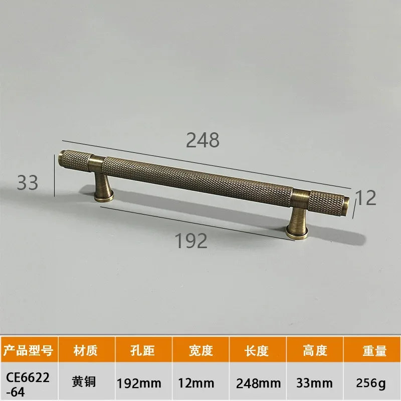 Modern Knurl Solid Brass Cabinet Knobs and Handles Golden Luxury Handles for Furniture Drawer Wardrobes Shoe Cabinets Pulls
