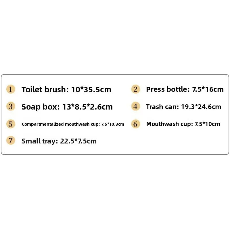 7pcs/set Home Bathroom Accessories Set Multipurpose Bathroom Organizer Kit with Toothbrush Holder Soap Dispenser Toilet Brush