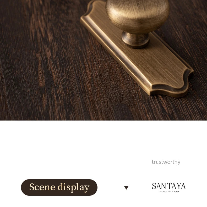 Santaya Antique Brass Cabinet Handles With Backplate Solid Bronze Wardrobe Pulls Kitchen Cupboard Door Knobs Furniture Handle