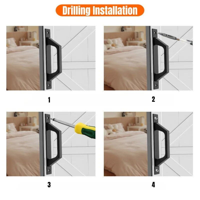 Heavy Duty Sliding Door Handle with Plate Aluminum Alloy Barn Door Pull Handle for Cabinet Passage Doors,Swing or Push-pull Door