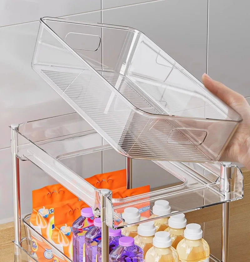 2/3 Layer Under Sink Storage Organizer Multipurpse Rack Countertop Cabinet Under Sink Storage Rack Bathroom Kitchen Organizer