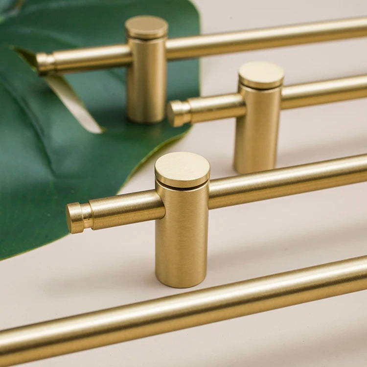 Furniture Long Handles Pure Solid Brass Handle Modern Simple Golden Light Luxury Integral Wardrobe Bathroom Cabinet Long Handle
