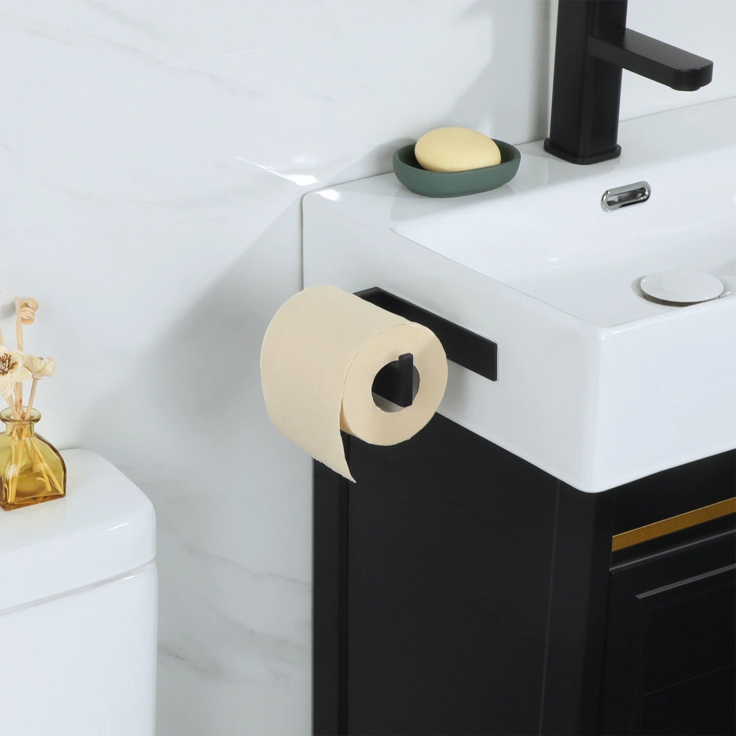 Bathroom Hardware Black Bath Robe Hook Towel Rail Bar Rack Bar Shelf Tissue Paper Holder Bathroom Accessories