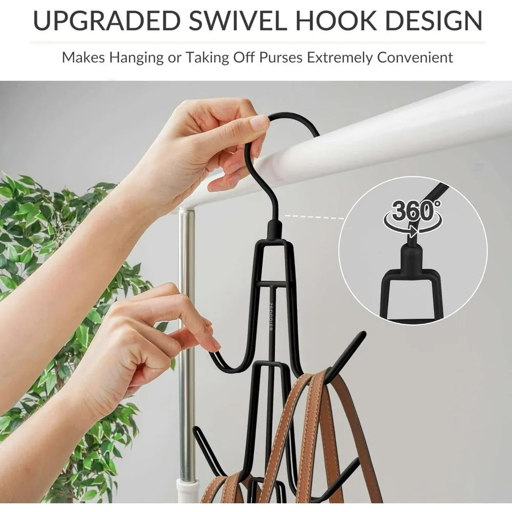 2 Pack Purse Hanger Organizer Metal Handbag Storage Hook for Closet Space Saving Rack Keeping Bags Visible in Condition