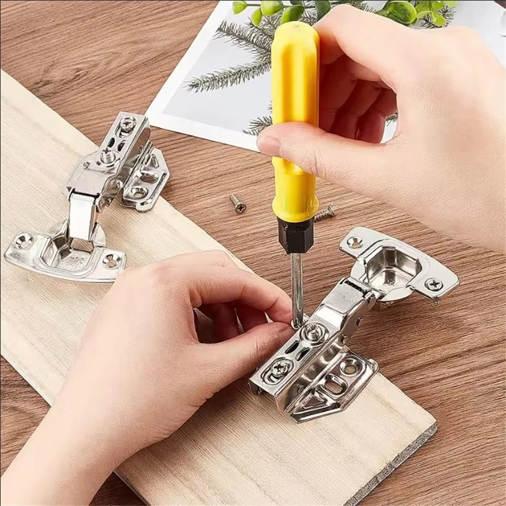 2-8 Pcs Stainless Steel Cabinet Door Hinges Hydraulic Damper Buffer Soft Close Quiet Wardrobe Door Concealed Hinges with Screws
