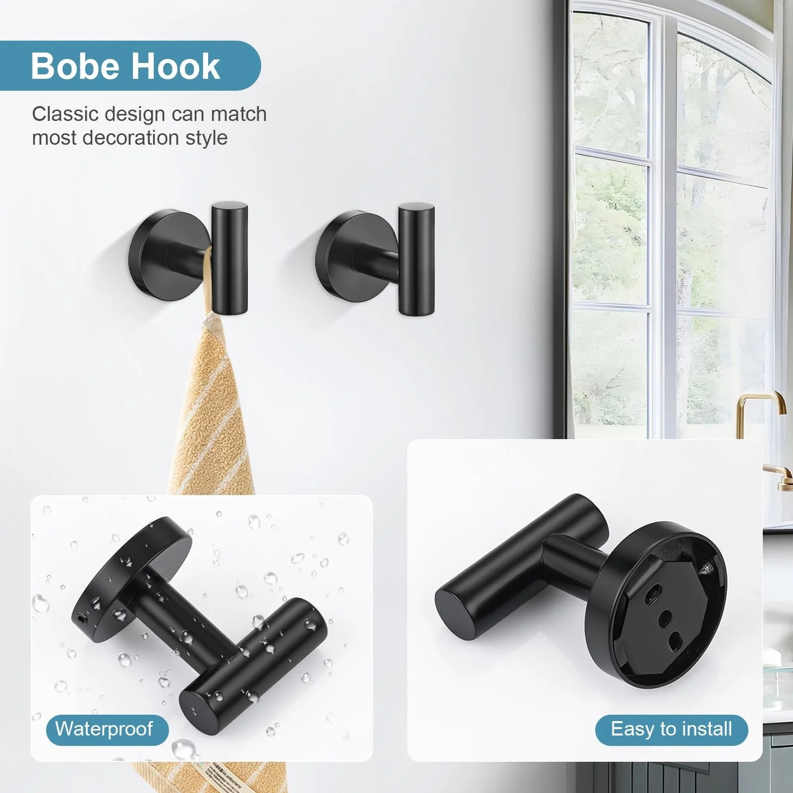 Bathroom Hardware Set Stainless Steel Towel Rack Set Toilet Paper Holder Robe Hooks Towel Ring Bathroom Accessories Set