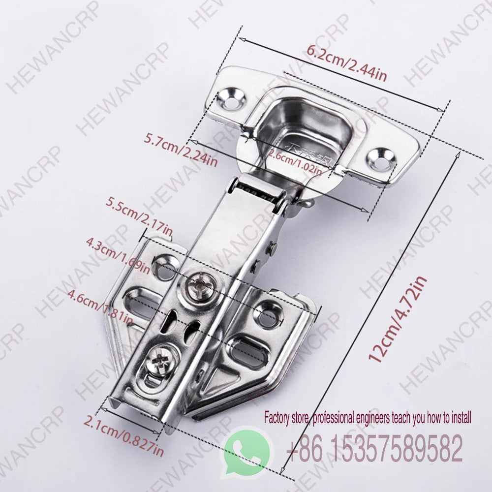 2-Pack Modern Hydraulic Cabinet Hinges Soft Close Damping Brushed Stainless Steel Metal Door Mount for Kitchen Cabinets Wardrobe