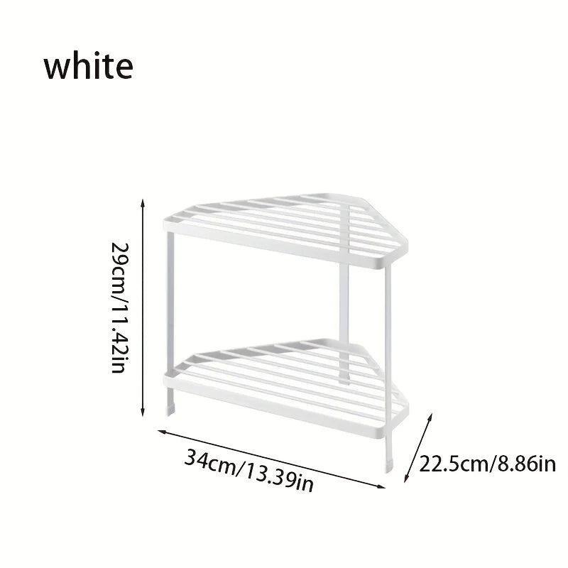 Space-saving Iron Triangular Corner Shelf - Multifunctional Countertop Organizer for Cookware, Condiments and Accessories