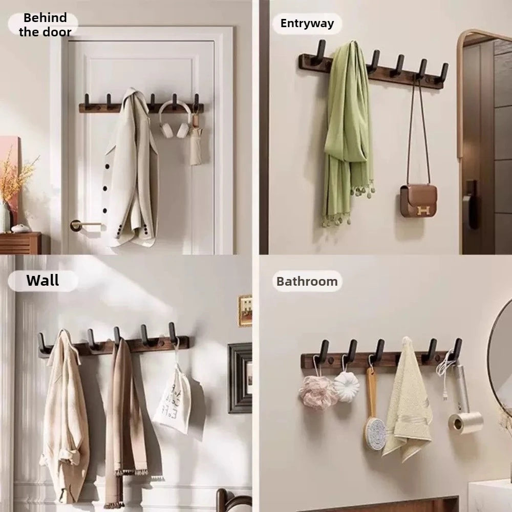 Strong Solid Wood Hook Hanging Clothes Rack Behind The Living Room Door Wall Mount Entrance Hall Towel Hat Hanging Cap Holder