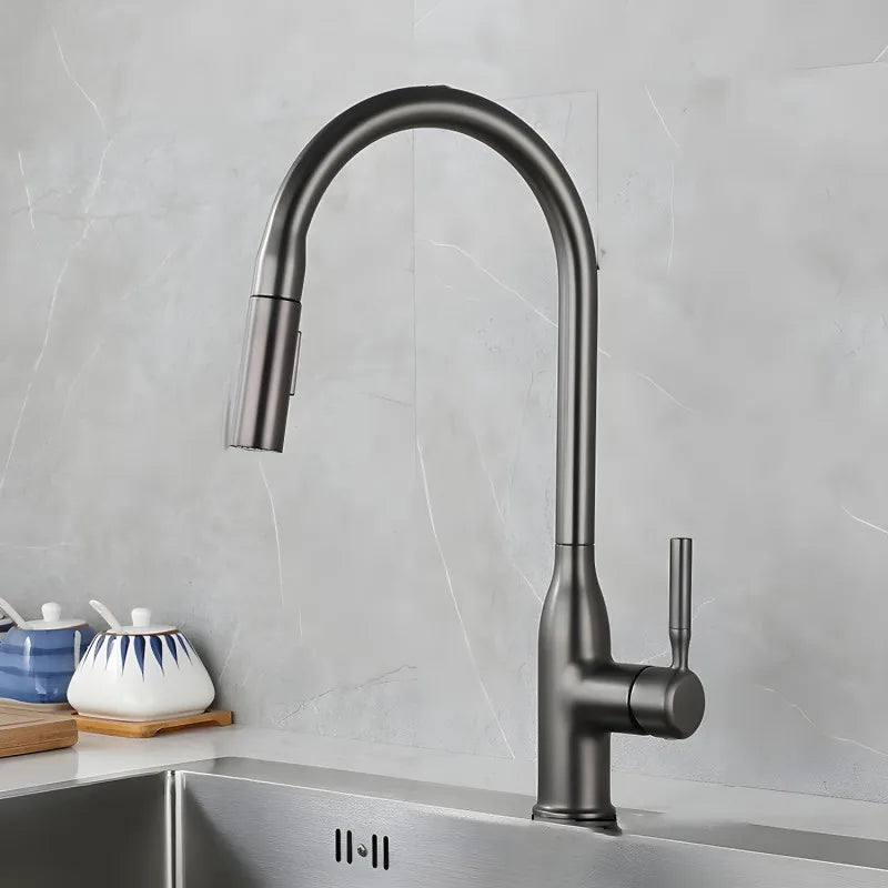 STARON Kitchen Sink Faucet Spring Faucets Pull Out Spout Mixer Tap Hot Cold Water with Pull Down Tap Sprayer Cooking