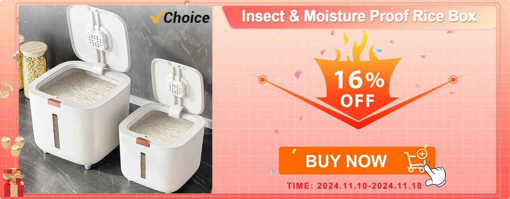 10KG Rice Container Rice Storage Box Sealed Cereal Dispenser with Buckle Insect Proof Grain Pet Food Container Kitchen Organizer