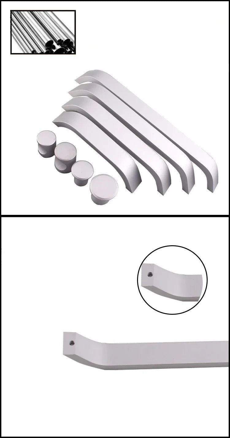 Modern Simple Handles for Furniture Silver Bedroom Wardrobe Dresser Nightstand Drawer Handles Kitchen Drawer Cabinet Handles