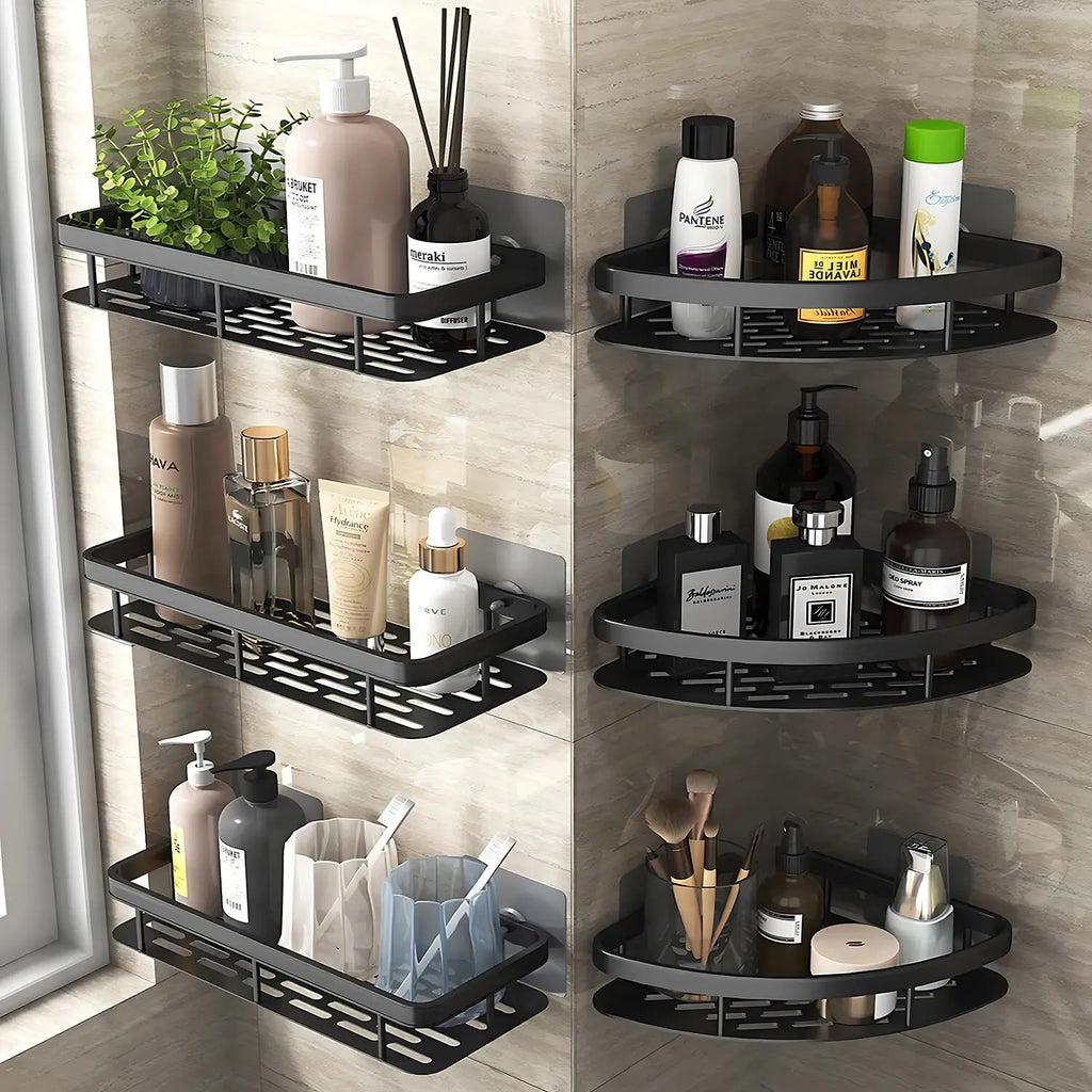 Wall mounted rectangular rack wall mounted shower shampoo rack no drill rack tripod bathroom rack towel rack